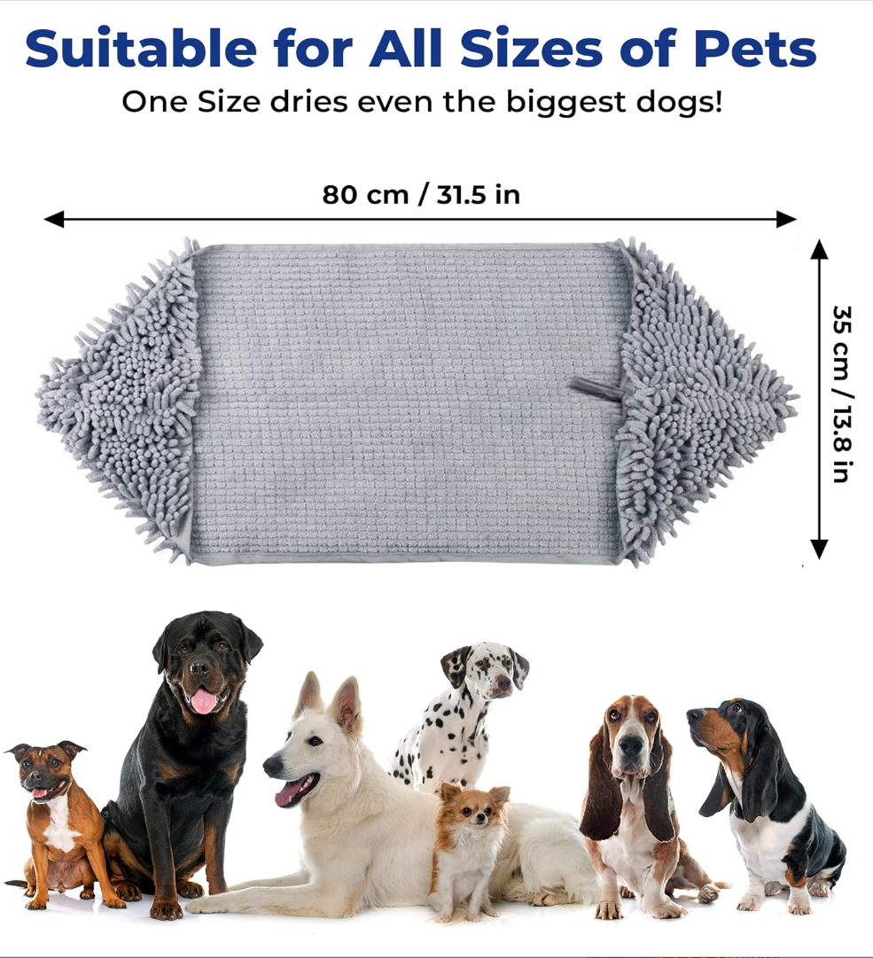 Suitable for All Sizes of Pets - Grey mitt with dimensions 80cm x 35cm